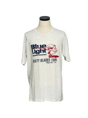 Genuine Jerico Blue Light Hockey Program Rusty Blades 1995 T-Shirt XL Canada 90s